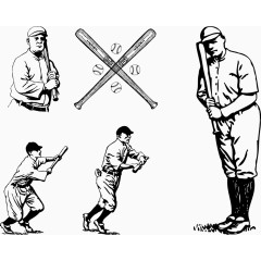 手绘速写棒球运动员矢量图