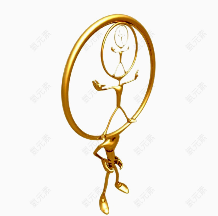 头部圆圈中的3D金人