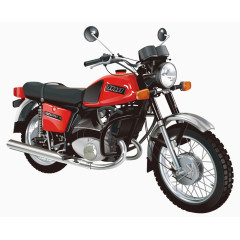 矢量红色手绘现代精致摩托车