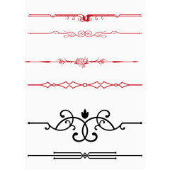 矢量红色边框装饰线条