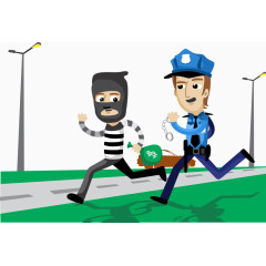矢量图警察抓贼