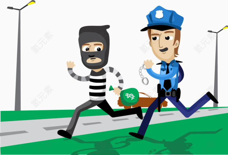 矢量图警察抓贼