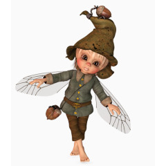 手绘带翅膀小男孩