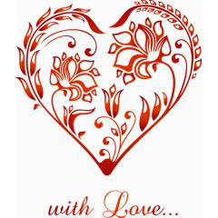 手绘简约心形花朵图案