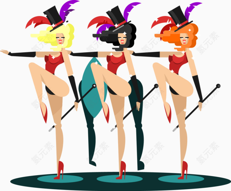 卡通少女舞蹈图案