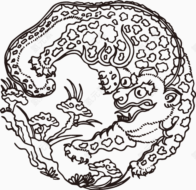 狮子古典花纹