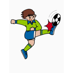 大力踢球的男运动员