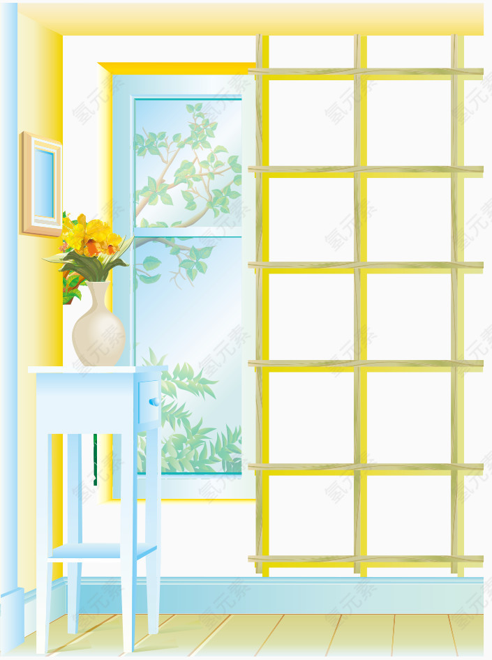 卡通手绘家居门口室内装饰