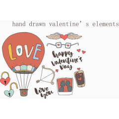 手绘情人节元素矢量素材