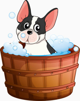 卡通狗洗澡