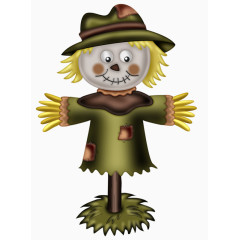 卡通手绘稻草人