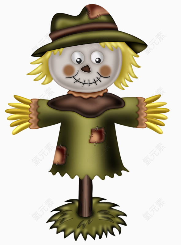 卡通手绘稻草人