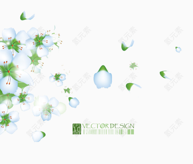 优雅梨花枝背景矢量素材