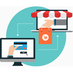 创意网络购物插画矢量素材