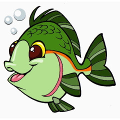 卡通冒泡绿色小金鱼