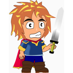 拿刀的害怕的小男孩