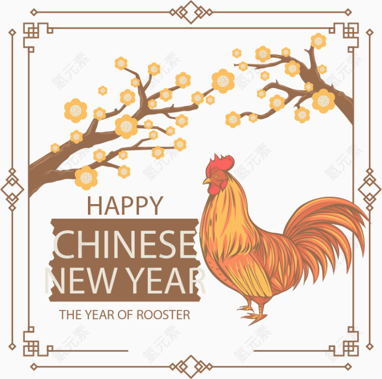 中国风边框大公鸡