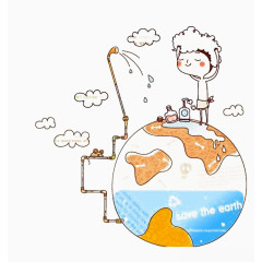 节约用水的环保宣传男孩