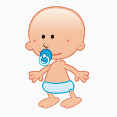 矢量时尚手绘吸奶嘴的光头婴儿