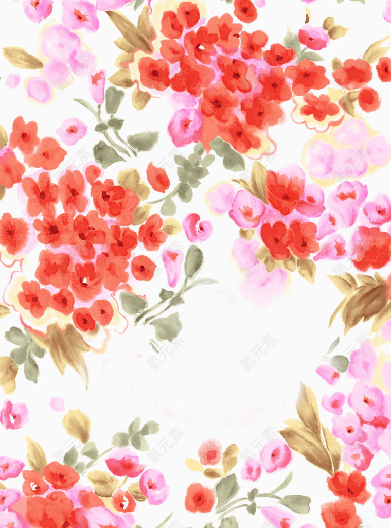 水墨红色小碎花背景图