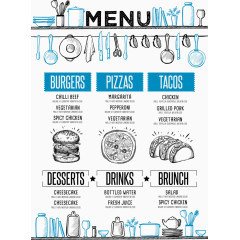 矢量披萨餐具菜单