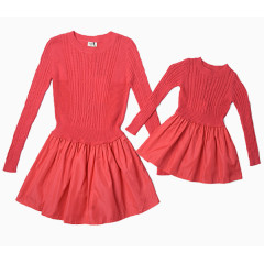 针织麻花纹拼接亲子装