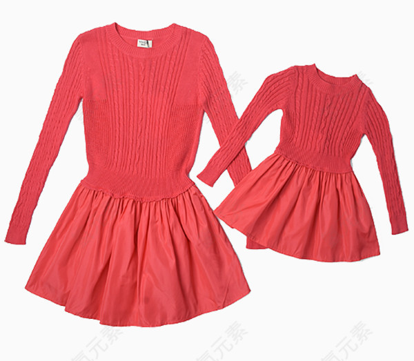 针织麻花纹拼接亲子装