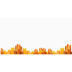 金色城市高楼剪影