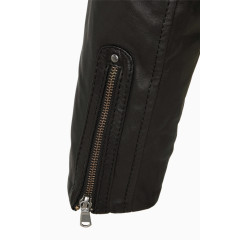 时尚双排扣拉链皮衣长袖夹克