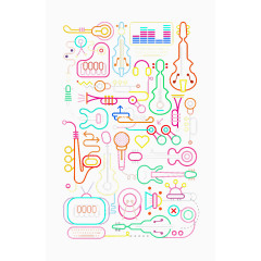 炫彩潮流线性绘画矢量素材