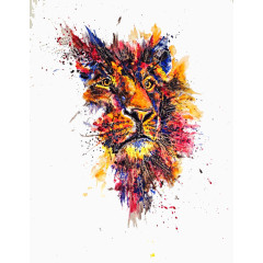 创意彩绘忧郁的狮子