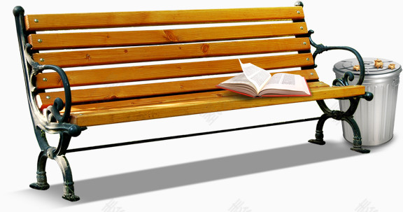 公园长椅上的书垃圾桶