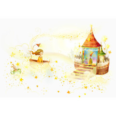 卡通梦幻房屋与人物