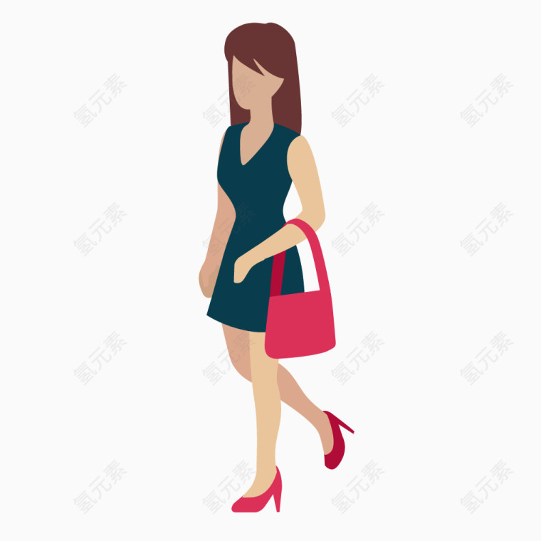 矢量扁平图形行人美女