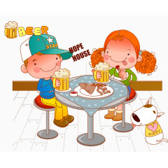 吃饭喝酒的小朋友