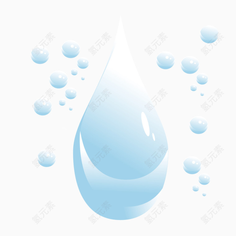 矢量蓝色水滴水泡气泡