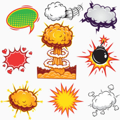 矢量彩色爆炸云朵