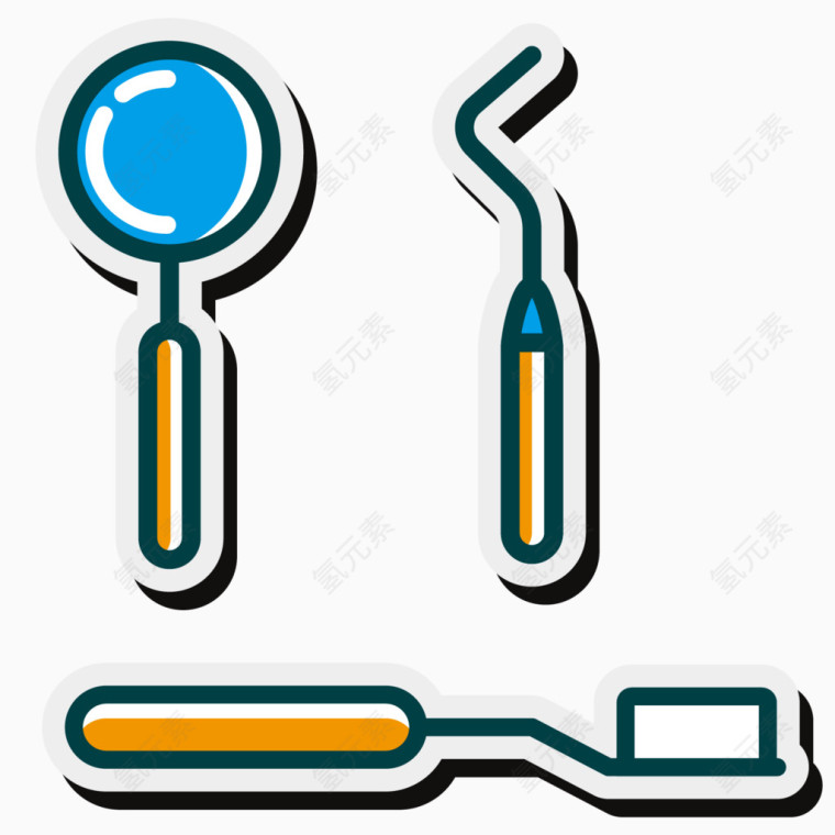 矢量口腔牙科医疗工具