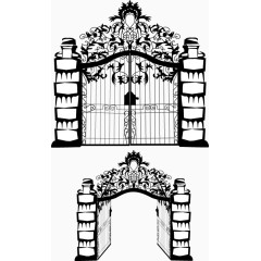 矢量铁艺花纹大门设计