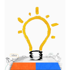 手绘灯泡思维