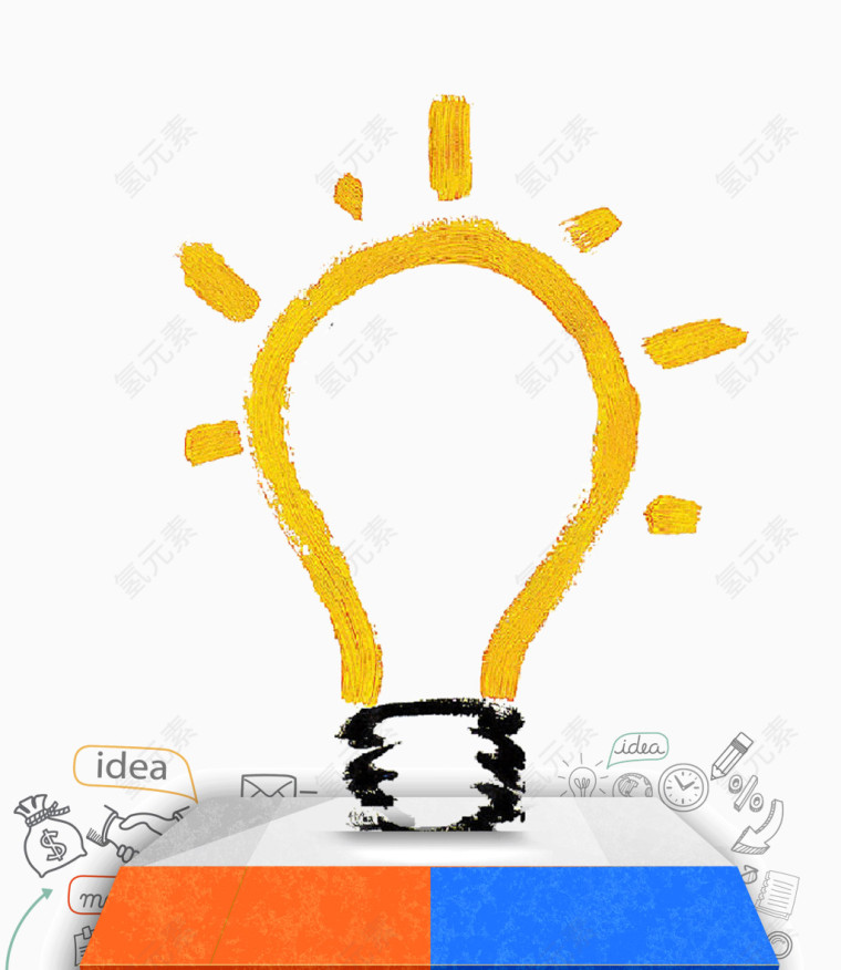 手绘灯泡思维