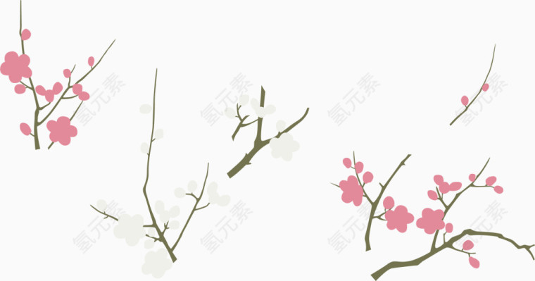 手绘梅花矢量图
