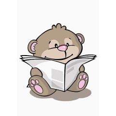 卡通小熊看书素材