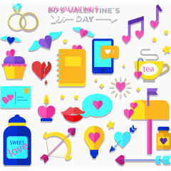 多彩情人节贴纸