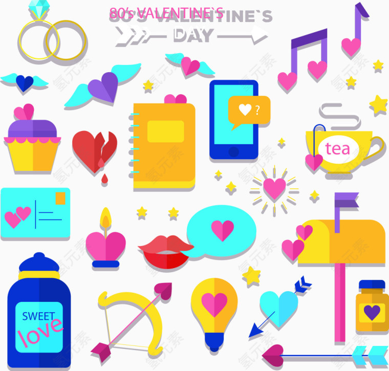 多彩情人节贴纸