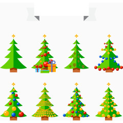 圣诞绿色卡通小树