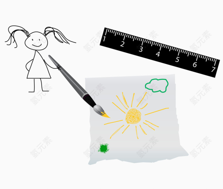 矢量小人绘画尺子
