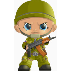 矢量卡通可爱小人素材军事士兵