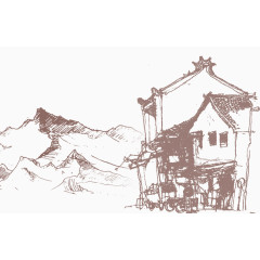 简约手绘山村