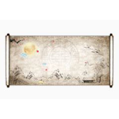 山水中国风卷轴素材免费下载